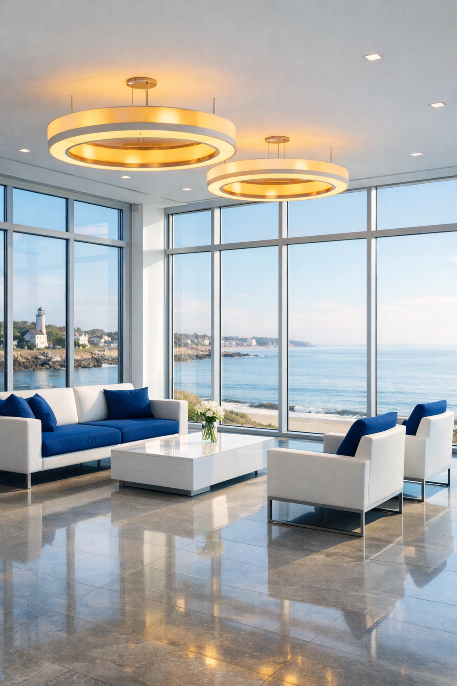 Pristine office lobby in Scituate, MA, featuring clean glass windows and polished floors for local businesses.