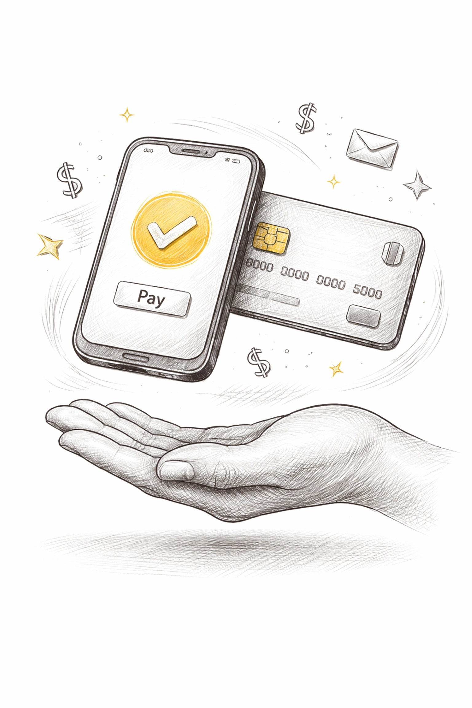 A hand holding a smartphone and credit card, representing online payments and contact setup for small service business websites.