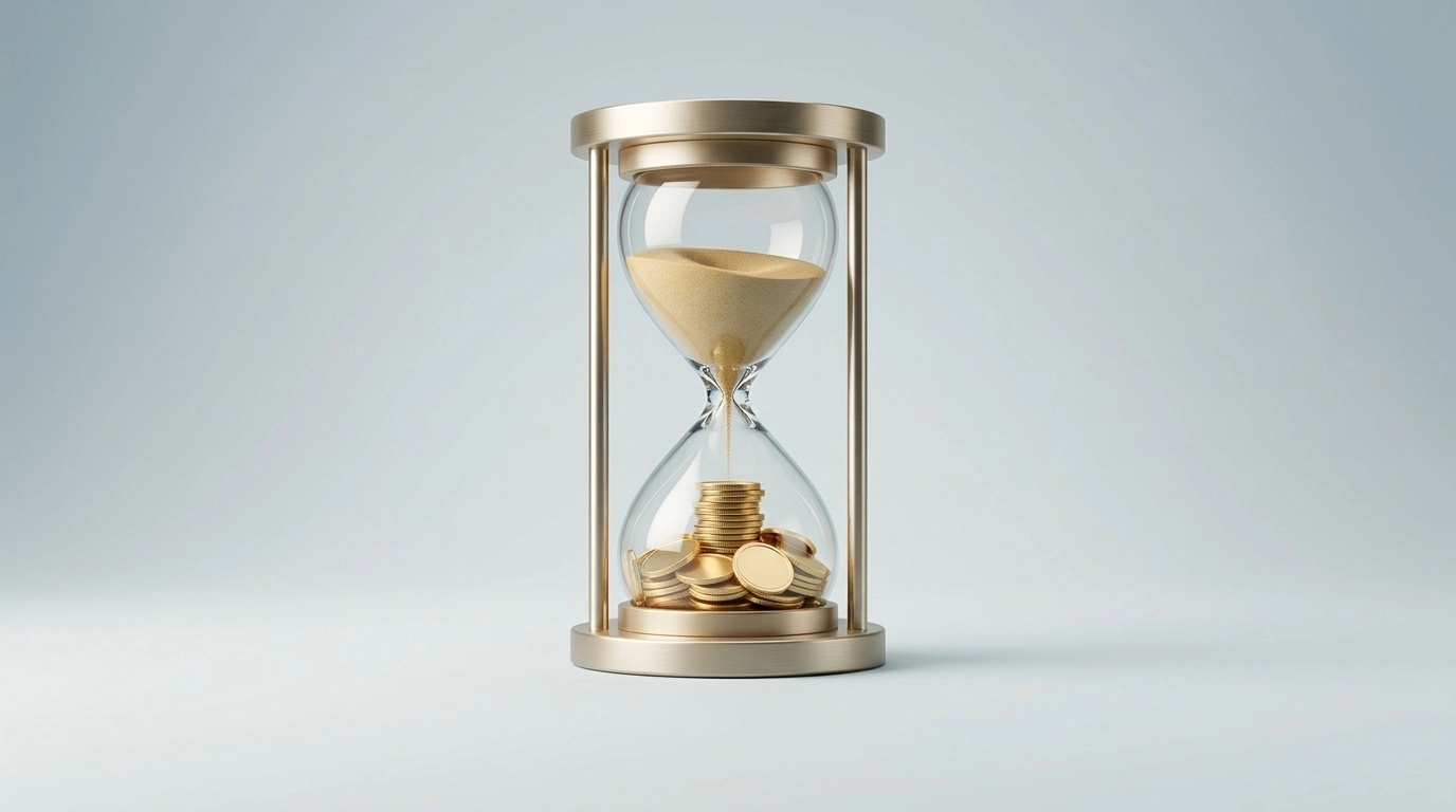 Time is Money - Hourglass with Coins