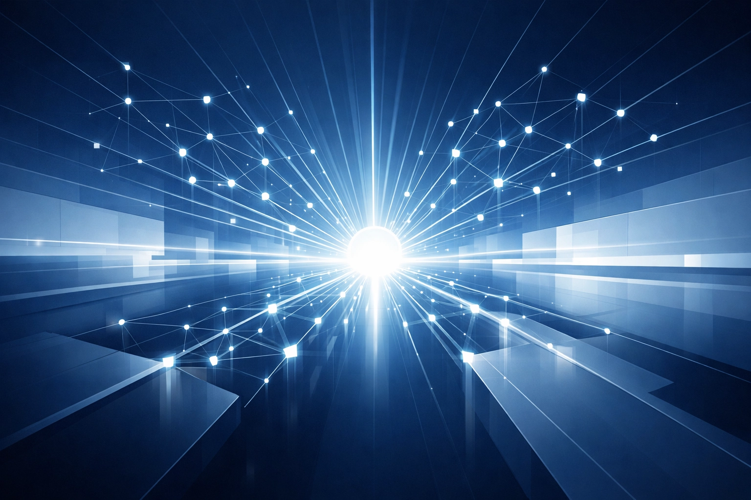 Abstract visualization of centralized data providing total operational visibility and a single source of truth.