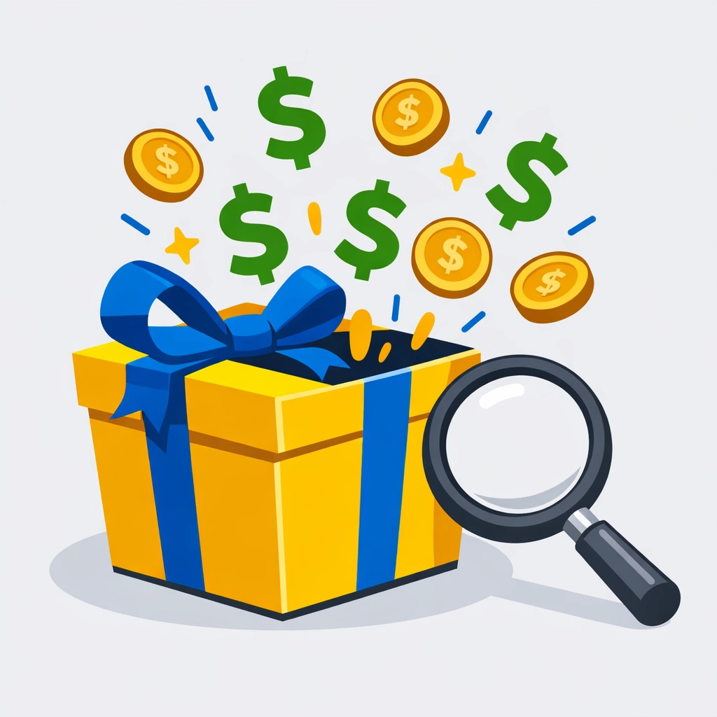 Magnifying glass discovering hidden tax credits and dollars to maximize your refund before April 15.