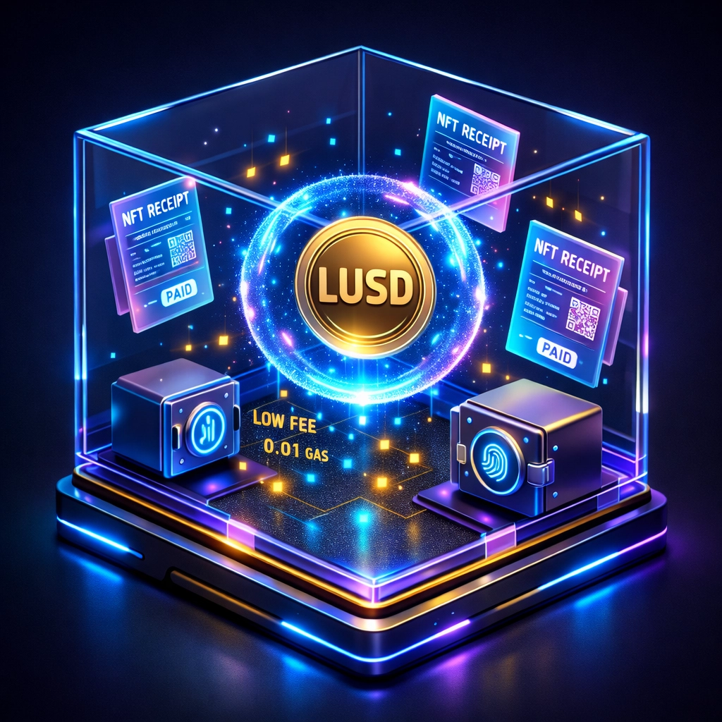 Larecoin ecosystem featuring NFT receipts, LUSD stablecoin, and self-custody wallets