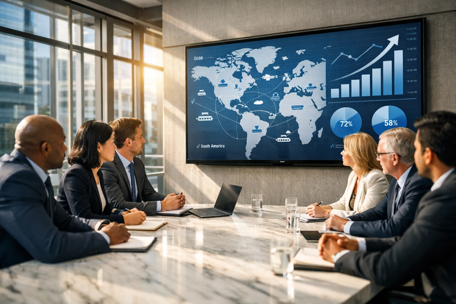 Dakdan Worldwide team analyzing data charts and technology infrastructure to drive scalable business solutions.