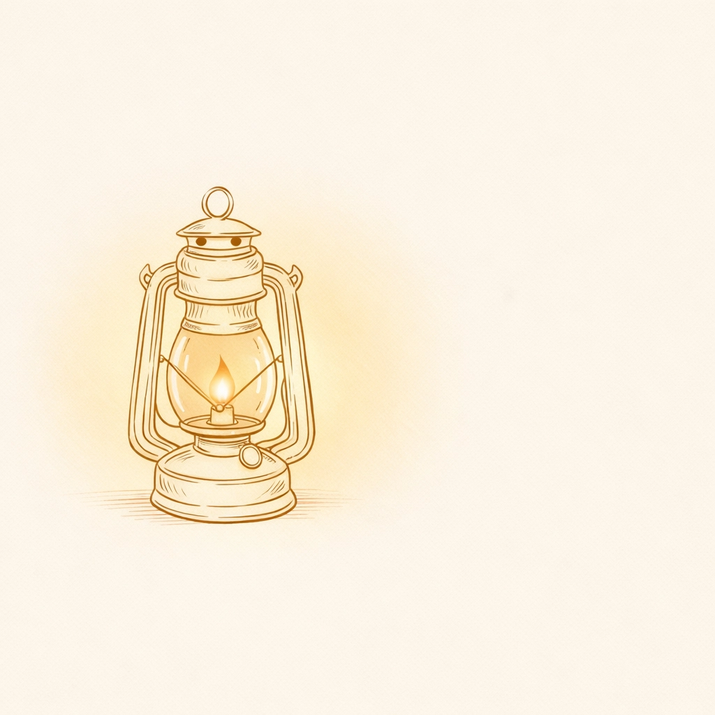 Minimalist lantern casting a warm glow, symbolizing the clarity and validation found in an intuitive reading.