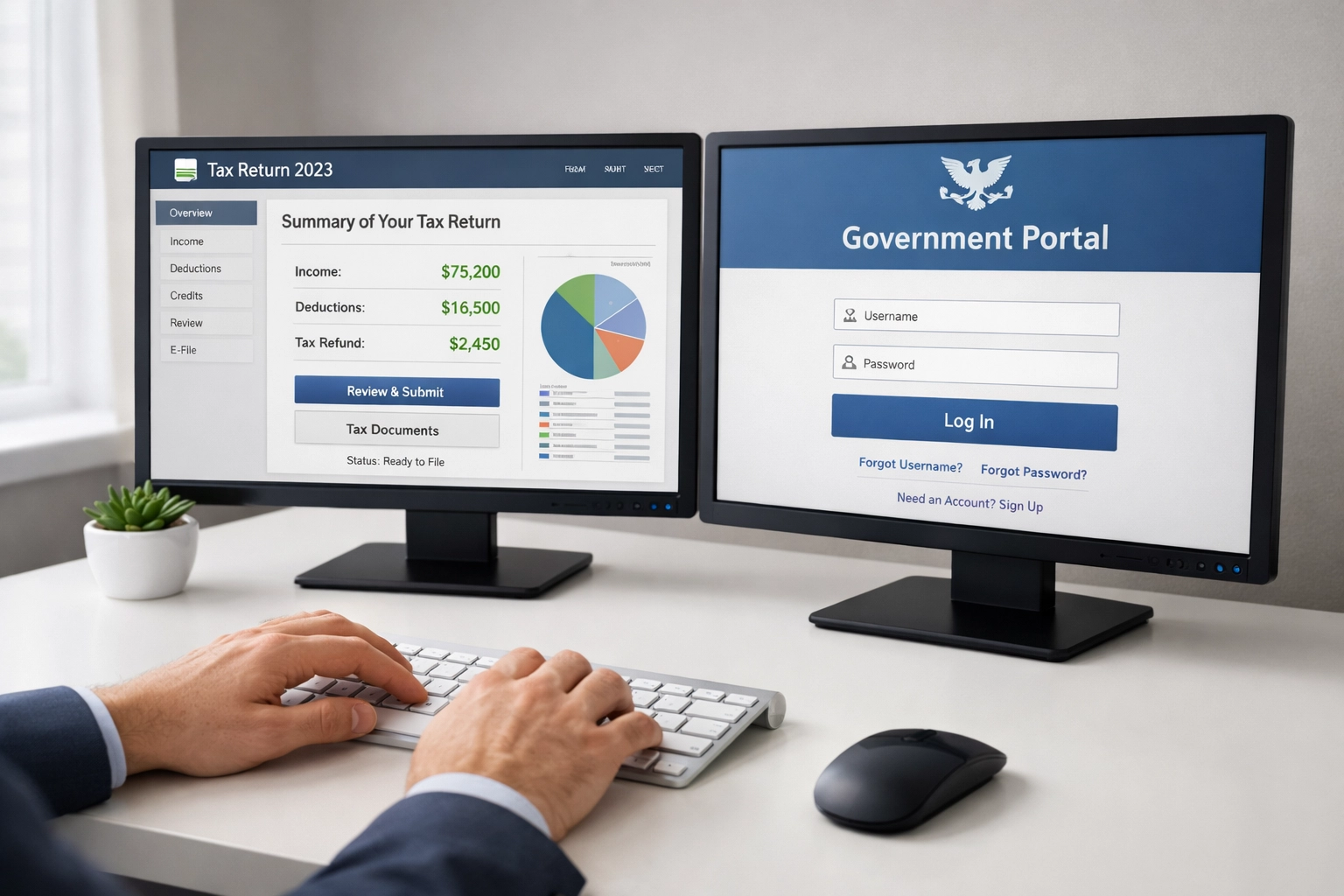 Tax preparation software and government portal setup for ERO service bureau configuration