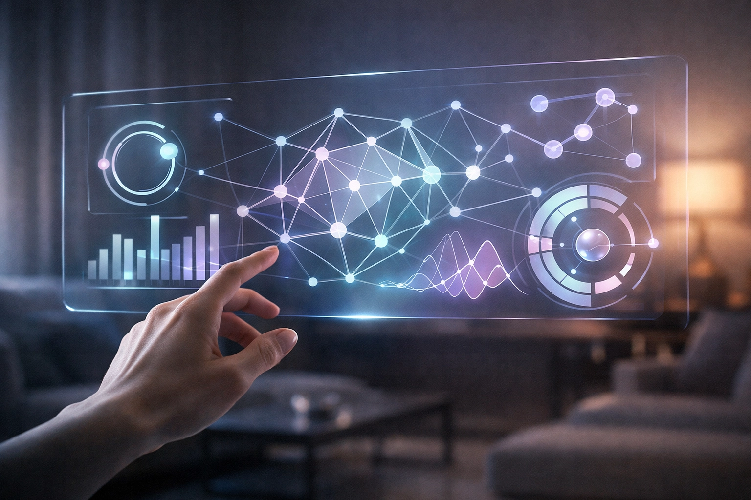 A glowing visual dashboard representing an external brain system for executive function support and productivity.