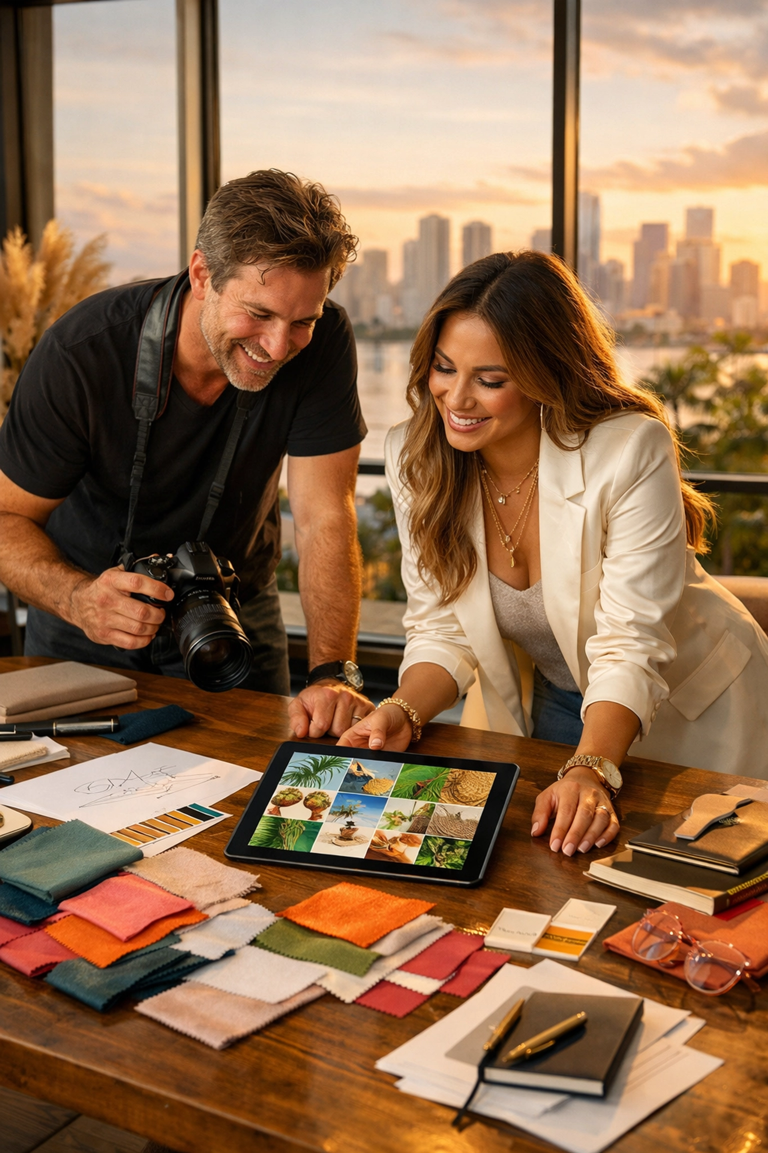 Professional brand photography miami session with an entrepreneur and photographer in a studio.