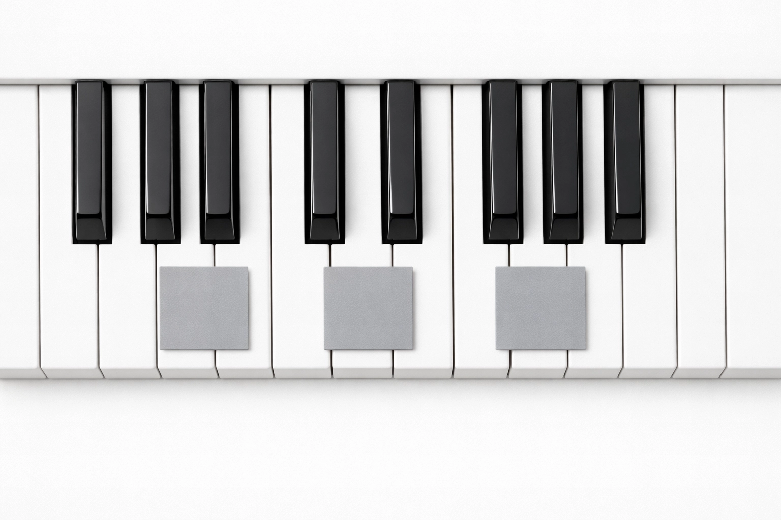 Piano keys with letter cards for a note-finding race game in piano lessons for kids at home