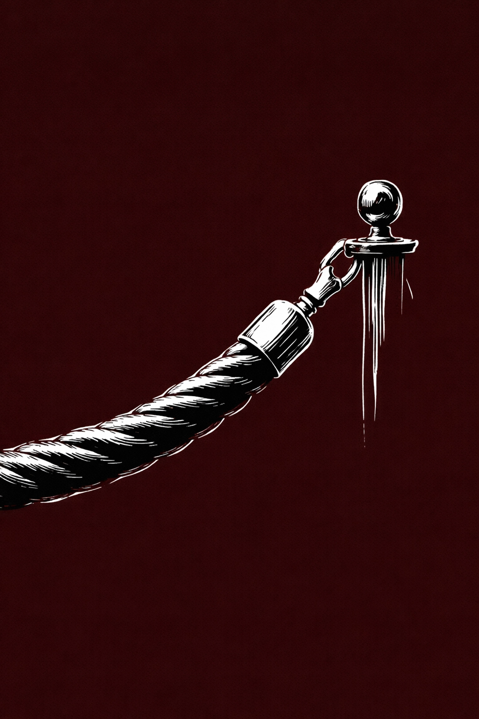 Hand-drawn velvet rope barrier symbolizing exclusive access for first twenty IncluHub brands