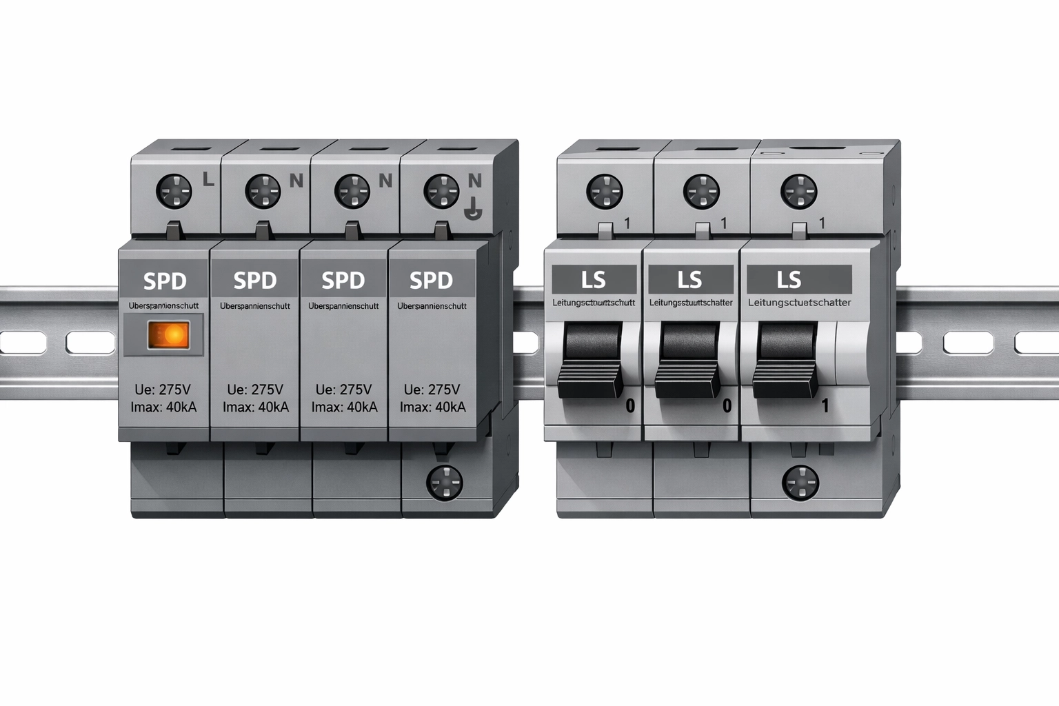 Professioneller Überspannungsschutz und Module zur Sicherung der Elektroinstallation.