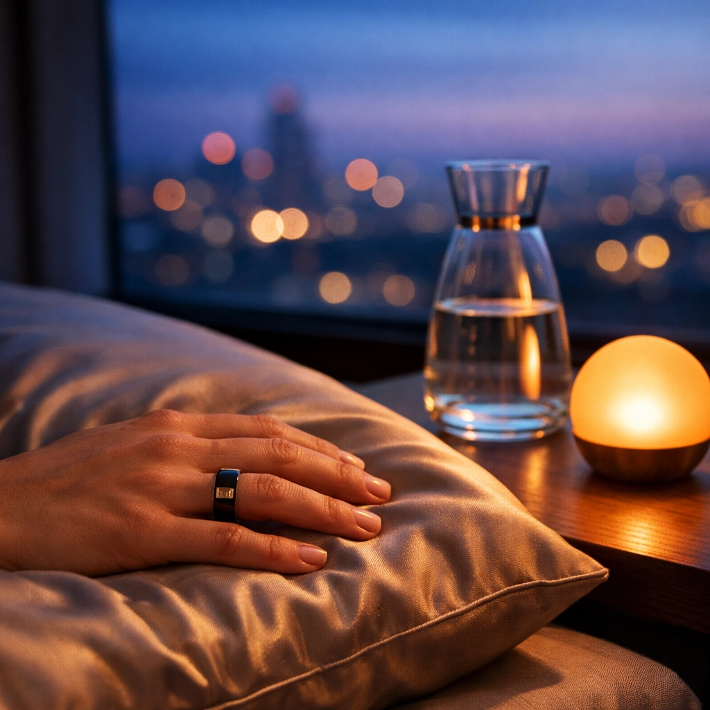 A relaxing bedroom setting illustrating breathing patterns for deep sleep and evening recovery.