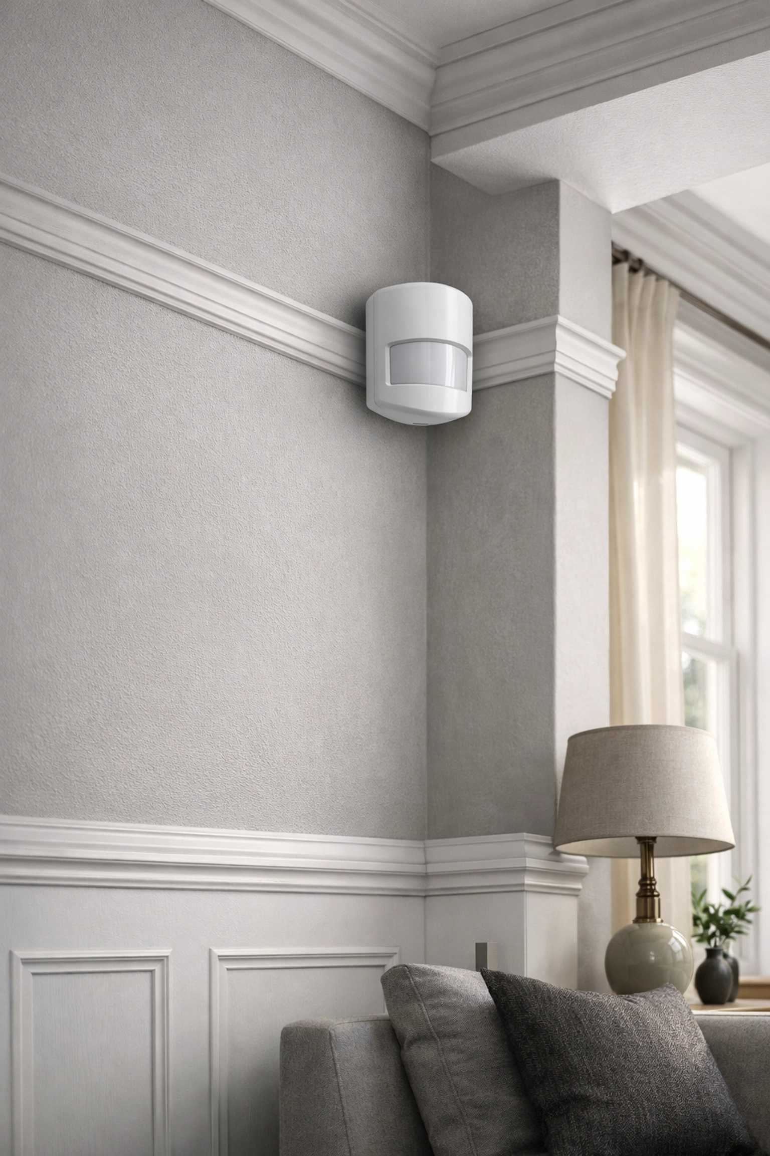 Discreet wireless alarm sensor installed in an Abingdon home, providing seamless security without messy wiring.