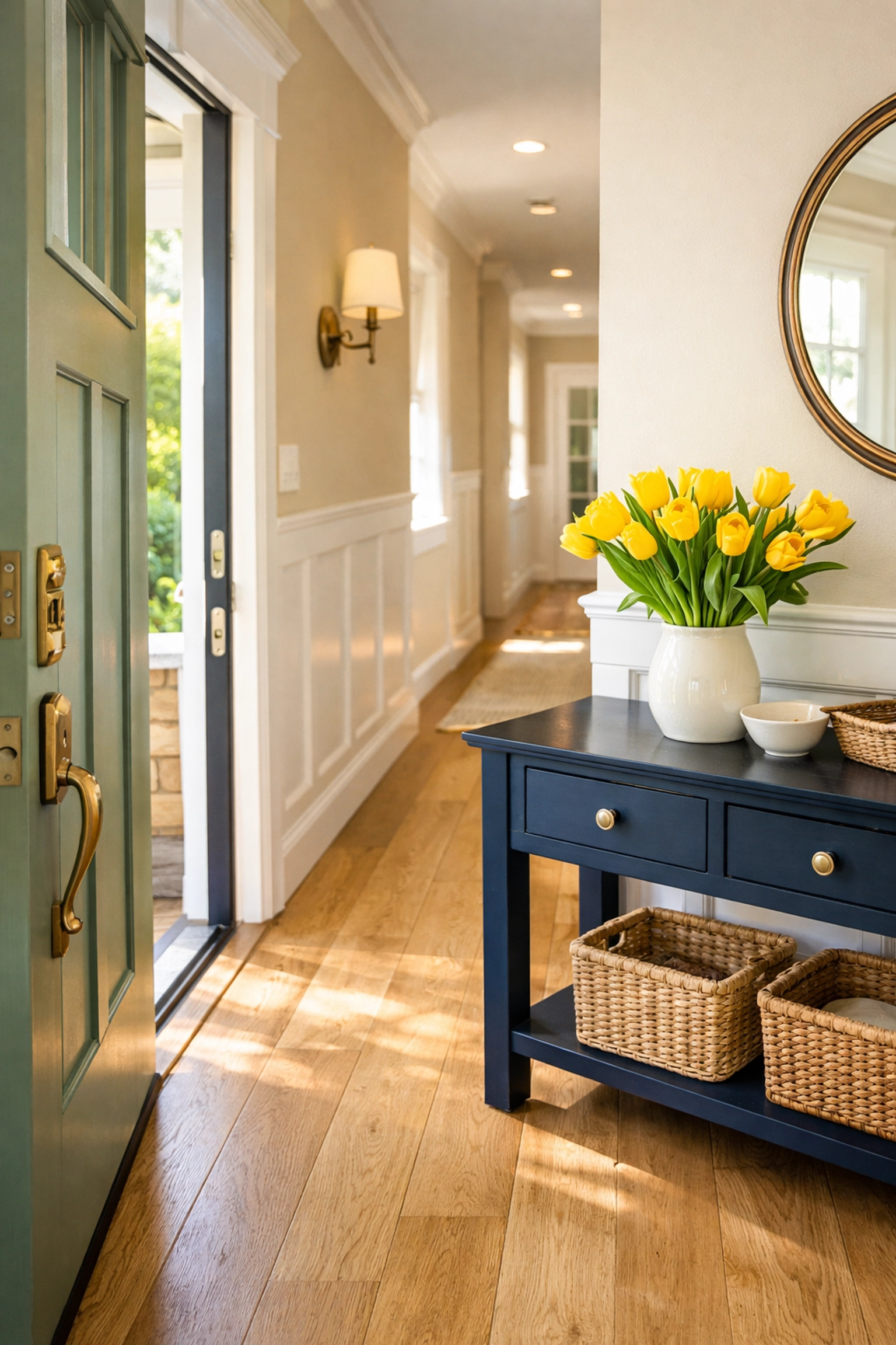 Welcoming and spotless home entryway in Shirley MA after professional house cleaning.