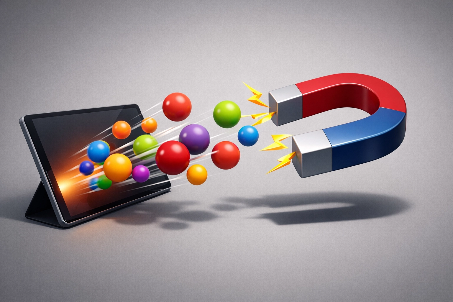 Digital magnet capturing high-intent exit traffic from a tablet screen to build an email list.