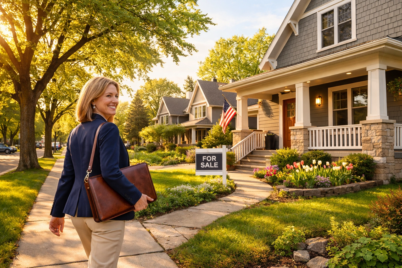 A local insurance agent visiting a home in a Twin Cities neighborhood for Medicare help.