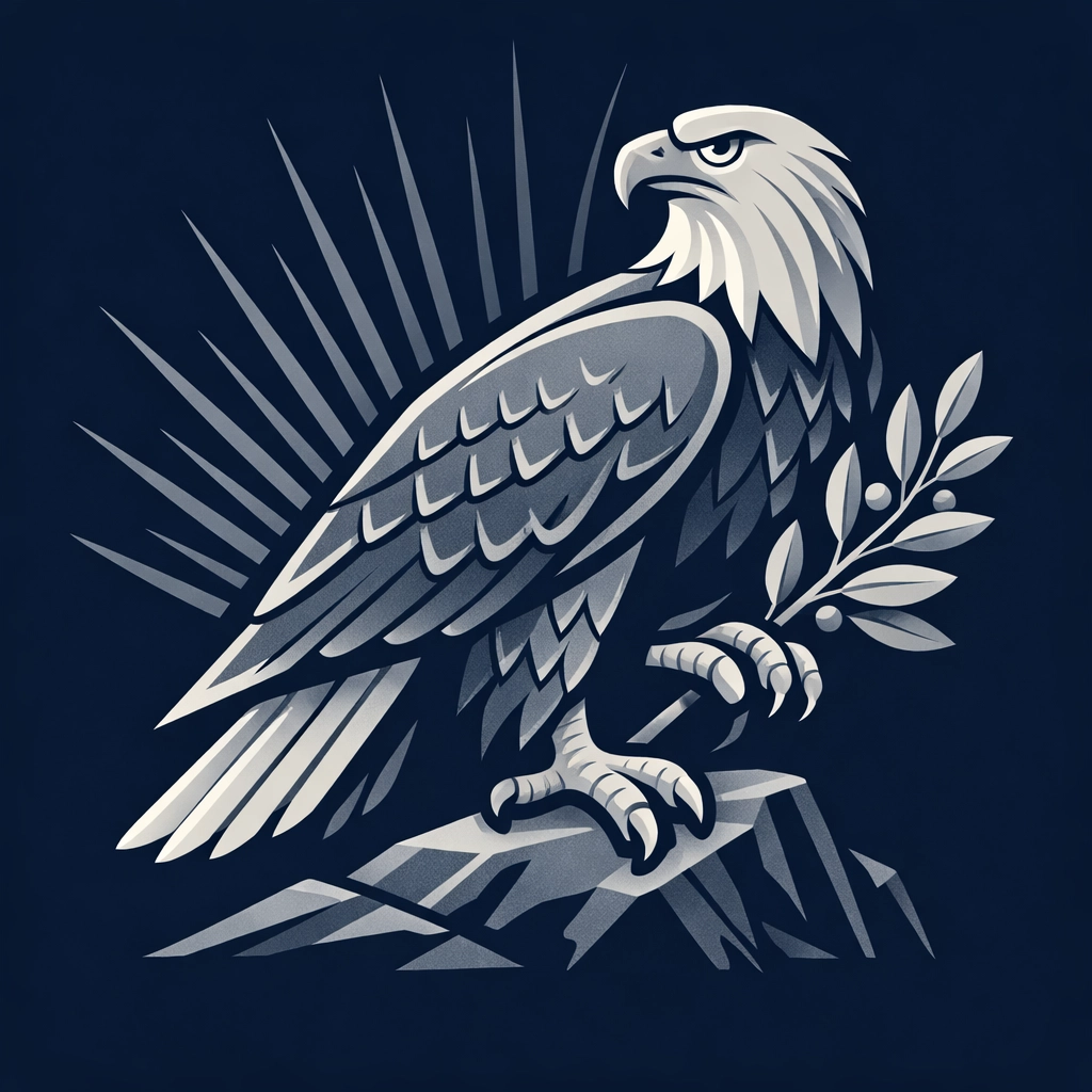 Eagle motif illustration inspired by the design of the legendary 1964 Peace Dollar coin.