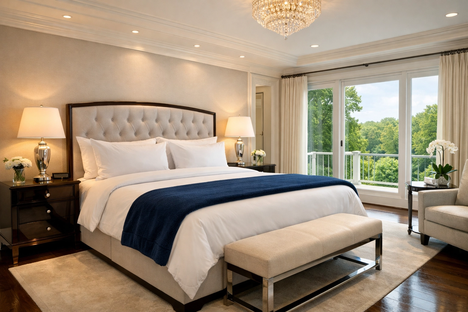 Luxury bedroom suite with a ninja-level fresh start after professional cleaning in Wellesley MA.