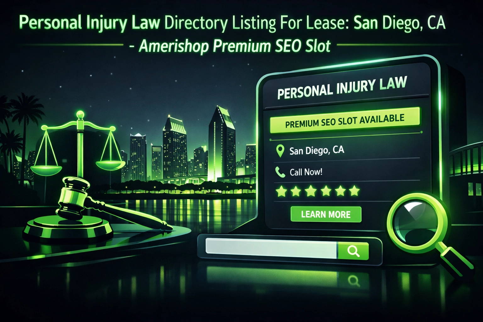 [HERO] Personal Injury Law Directory Listing For Lease: San Diego, CA - Amerishop Premium SEO Slot