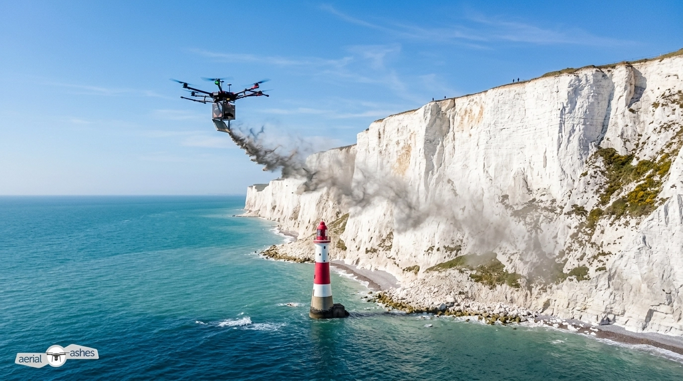 Drone Ash Scattering over Beachy Head