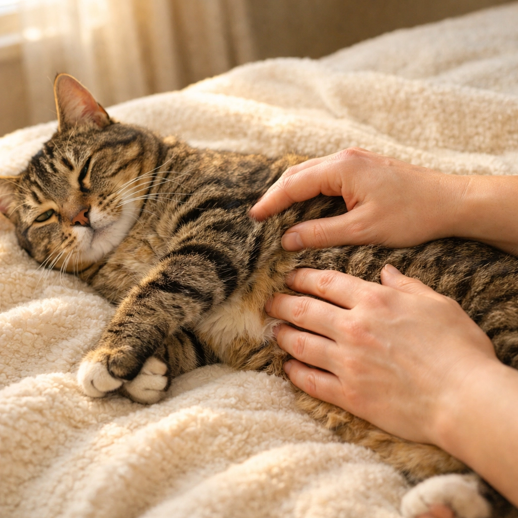 Is Your Pet's Weight Cutting Their Life Short? Simple Steps to Help Your Dog or Cat Reach a Healthy Goal Pet owner gently checking a relaxed cat