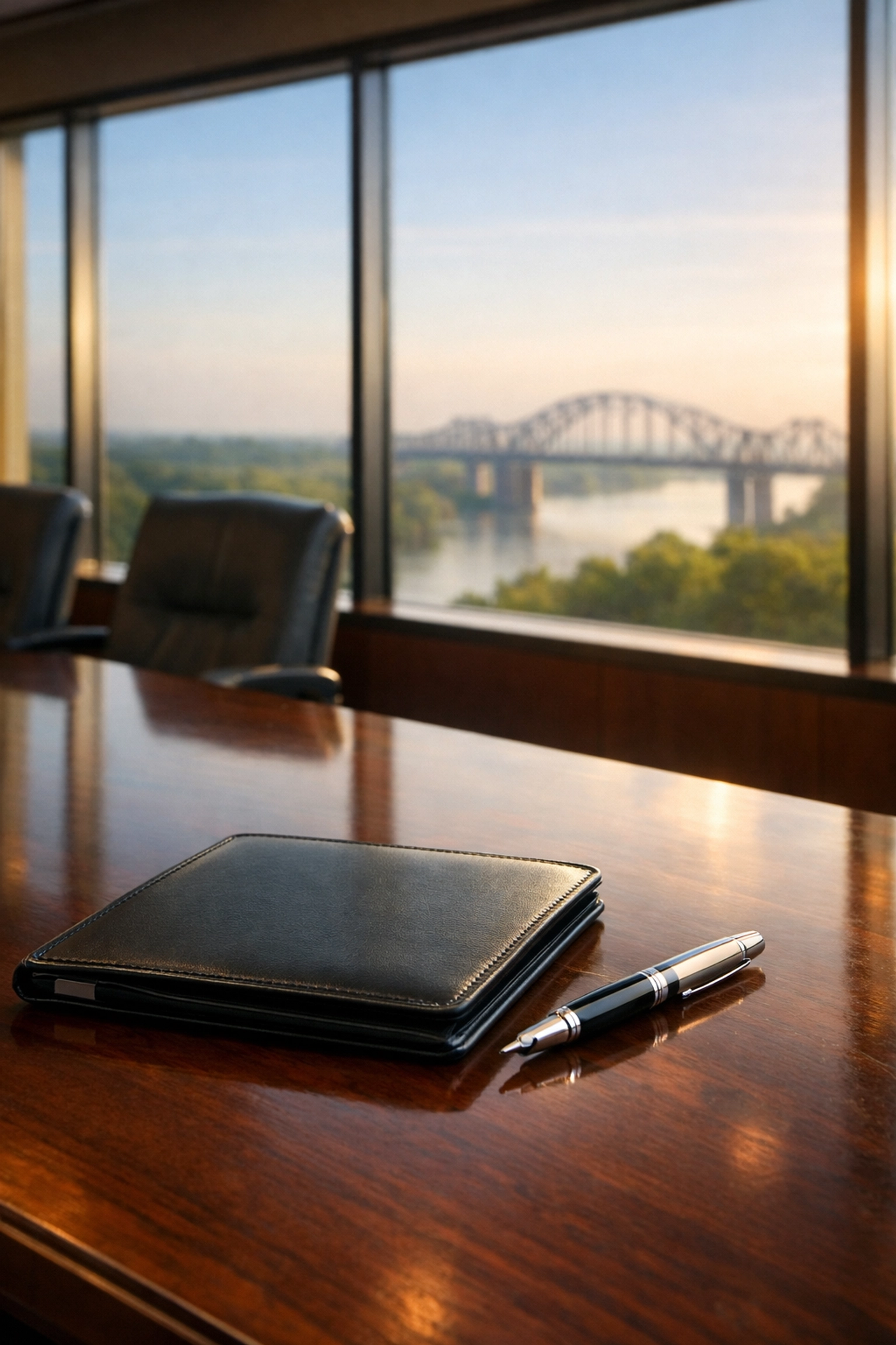 Sunlit Mississippi boardroom with documents, perfect for owners looking to sell my company mississippi in 2026.