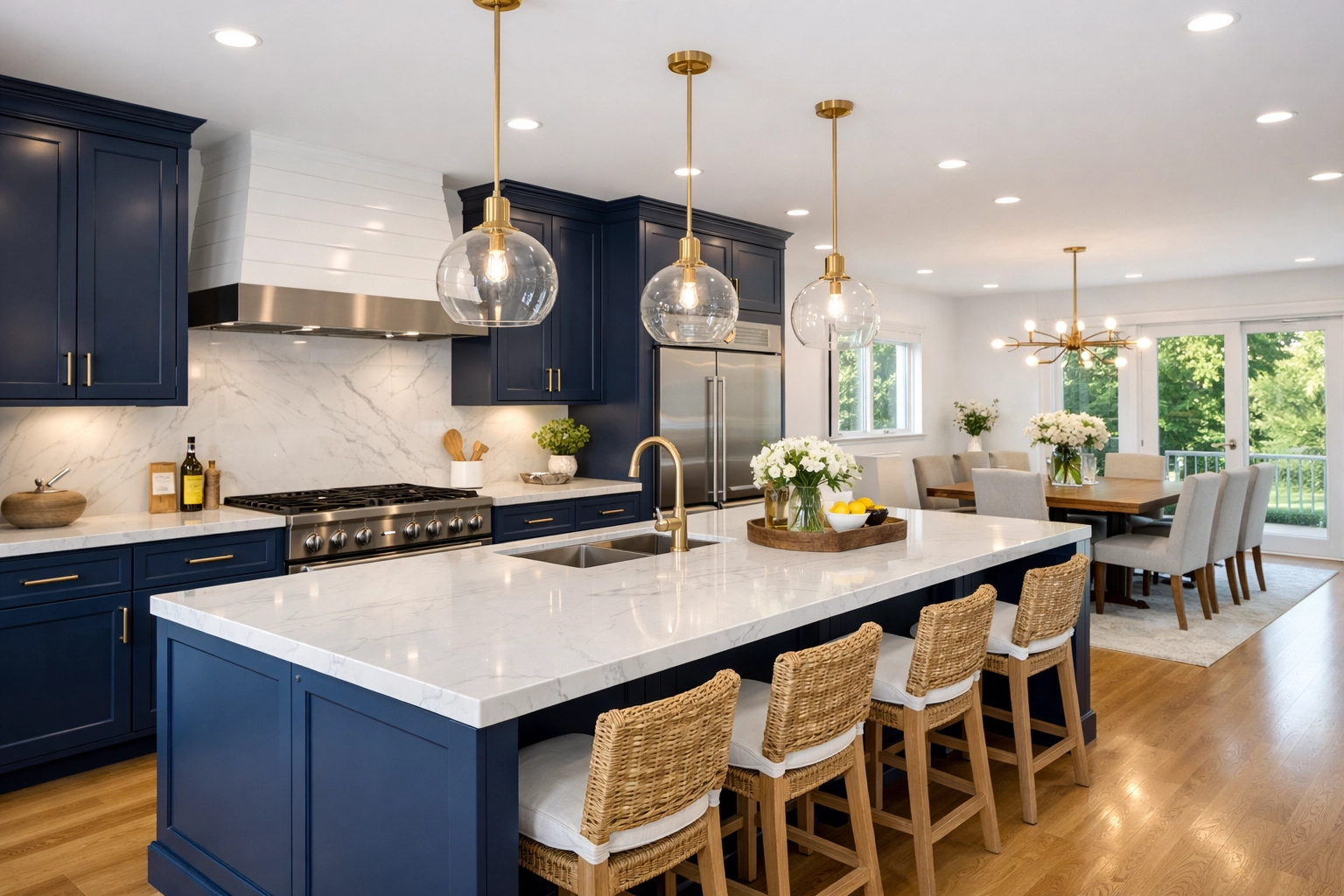 Immaculate open-concept kitchen in Acton MA following a professional house cleaning.