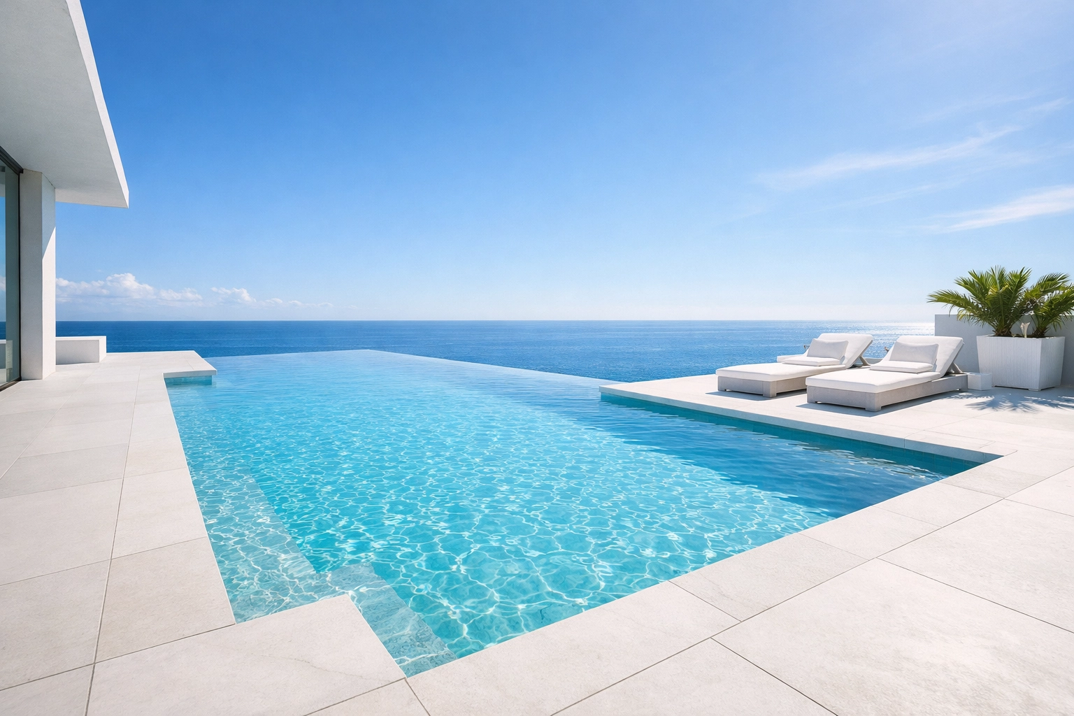 Luxury infinity pool illustrating the premium valuation from an experienced pool route broker.