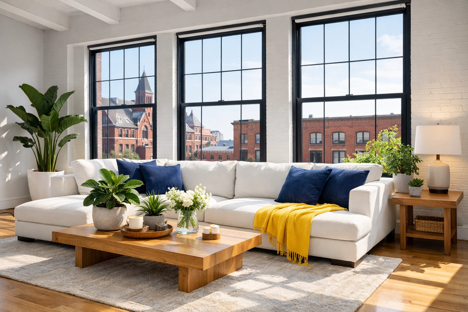 Sun-drenched Worcester loft cleaned by eco-friendly house cleaning Worcester MA specialists.