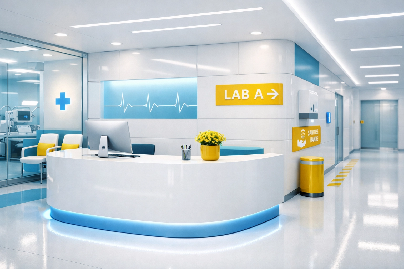 Pristine medical facility reception in Medford showing high standards of sterile commercial cleaning.