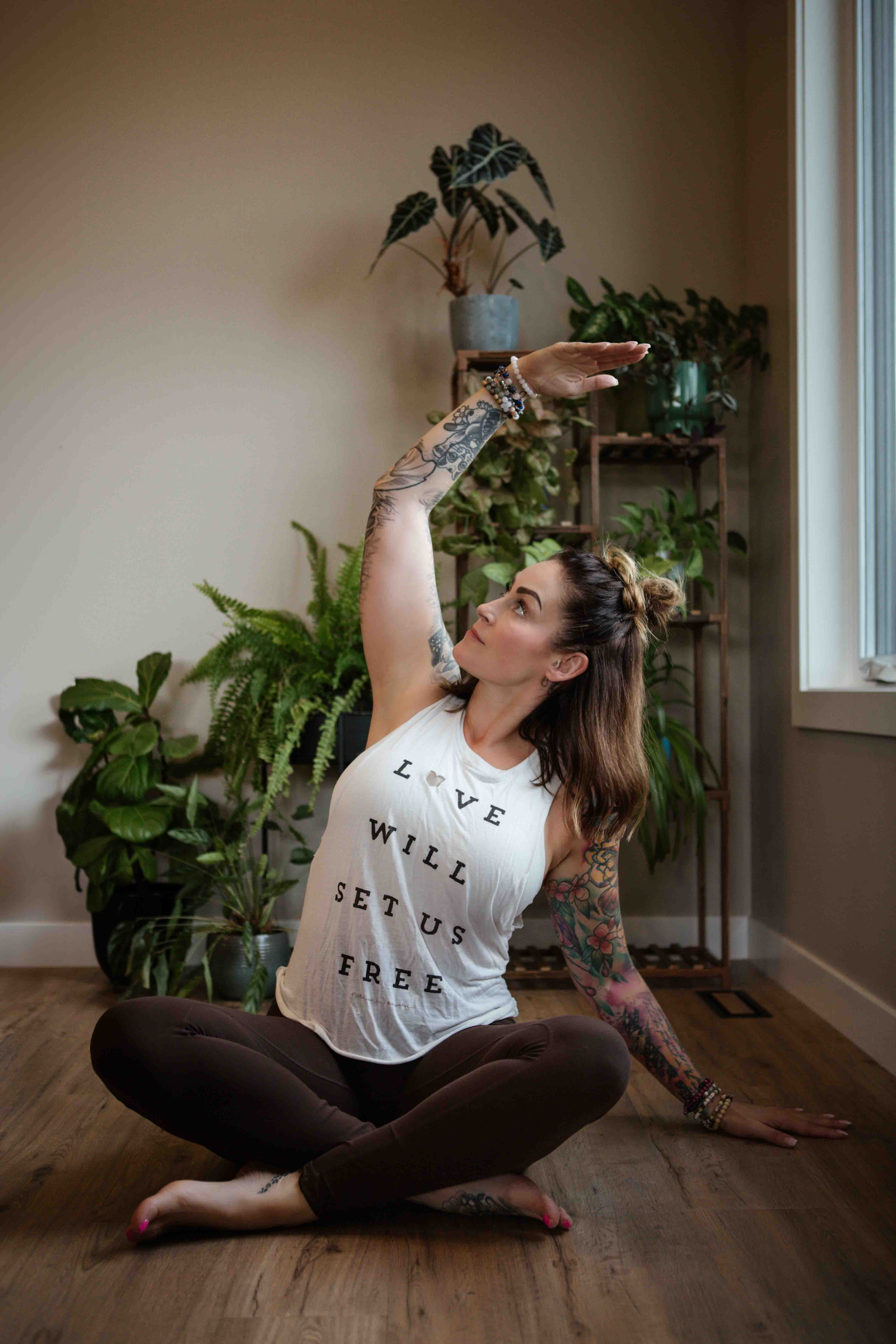 Midlife Woman Practicing Yoga Side Stretch