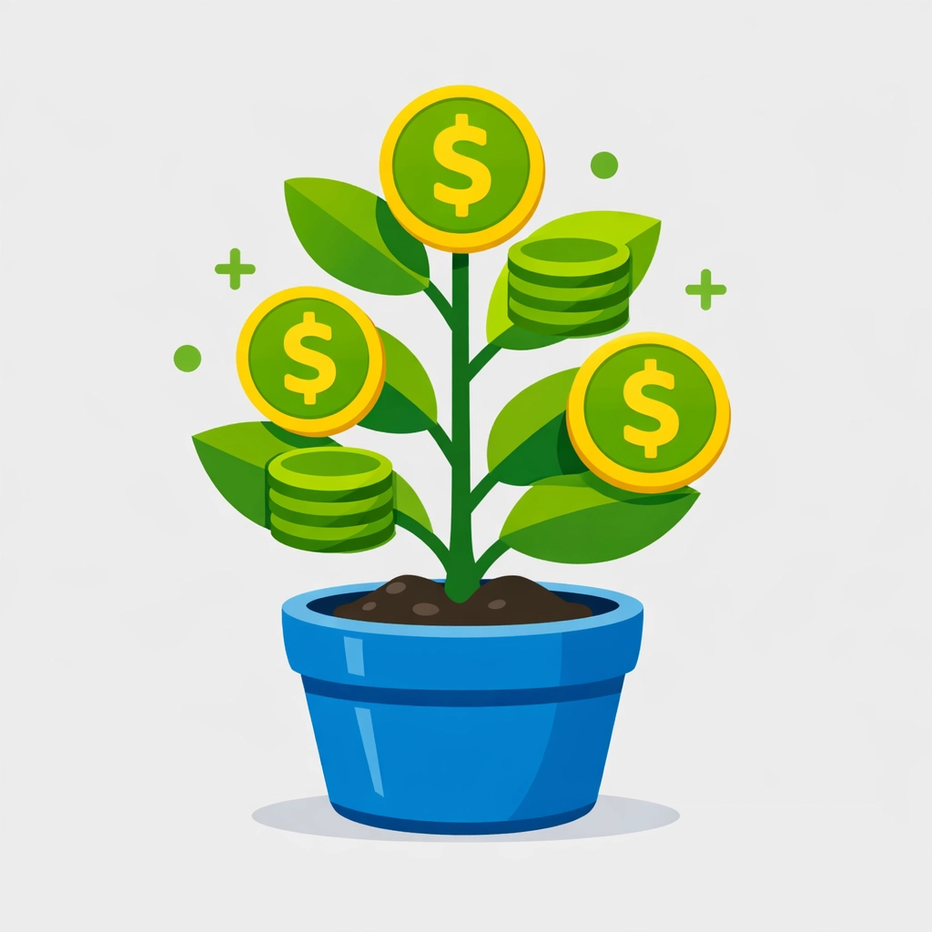 Graphic showing financial growth from retirement savings and tax-advantaged accounts like IRAs and HSAs.