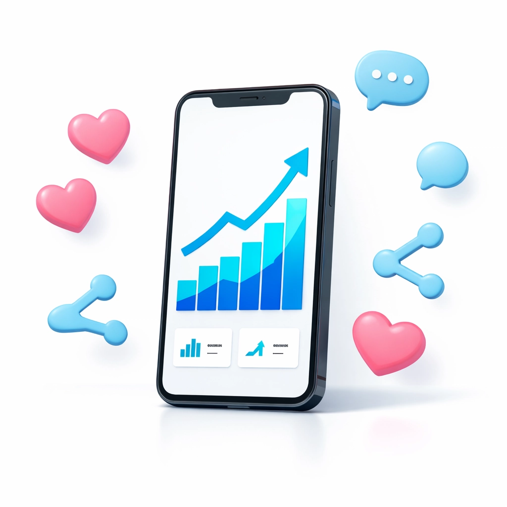 Social media engagement metrics and analytics on mobile device