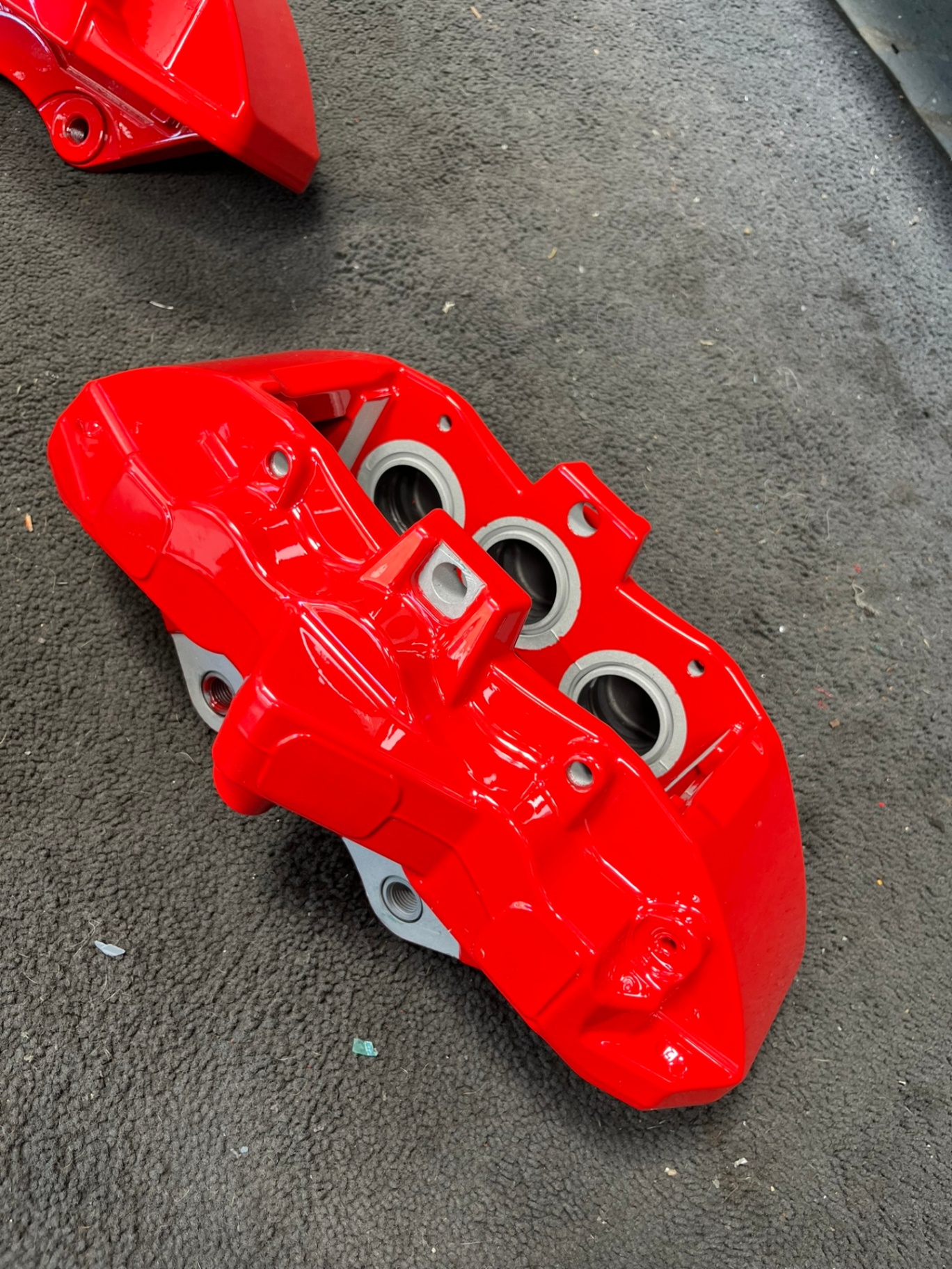Freshly powder coated brake caliper