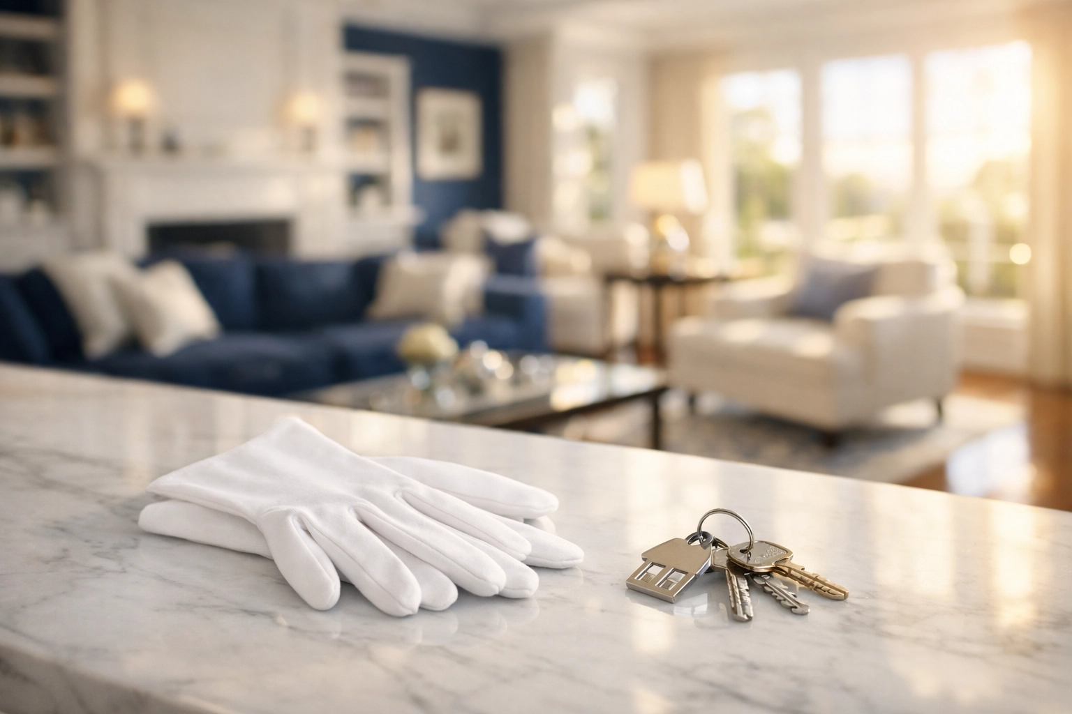 Professional realtor cleaning services and cleaners for hire preparing a luxury home for market.