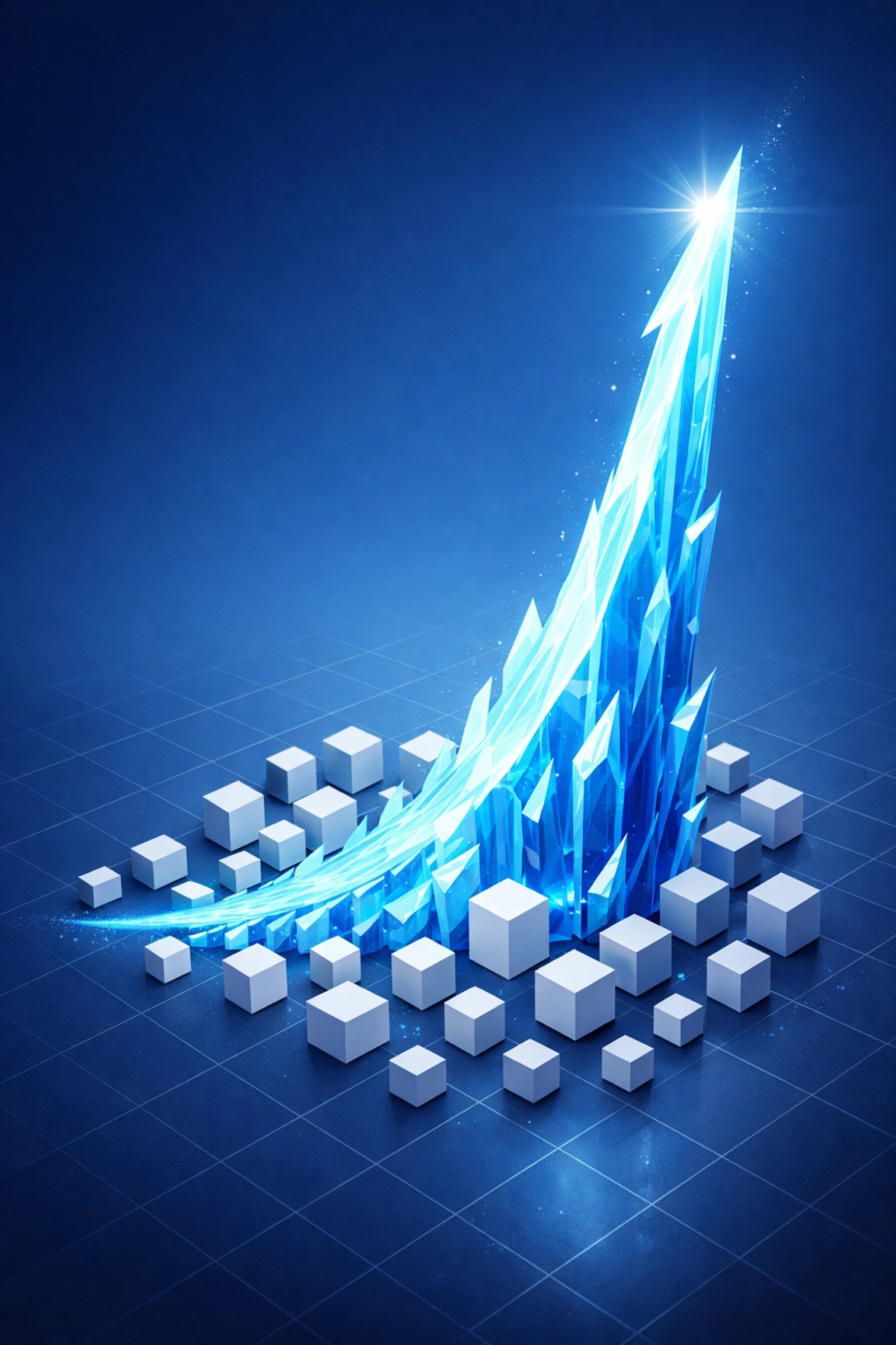 Exponential growth curve visualization representing AI workflow automation scaling for businesses.