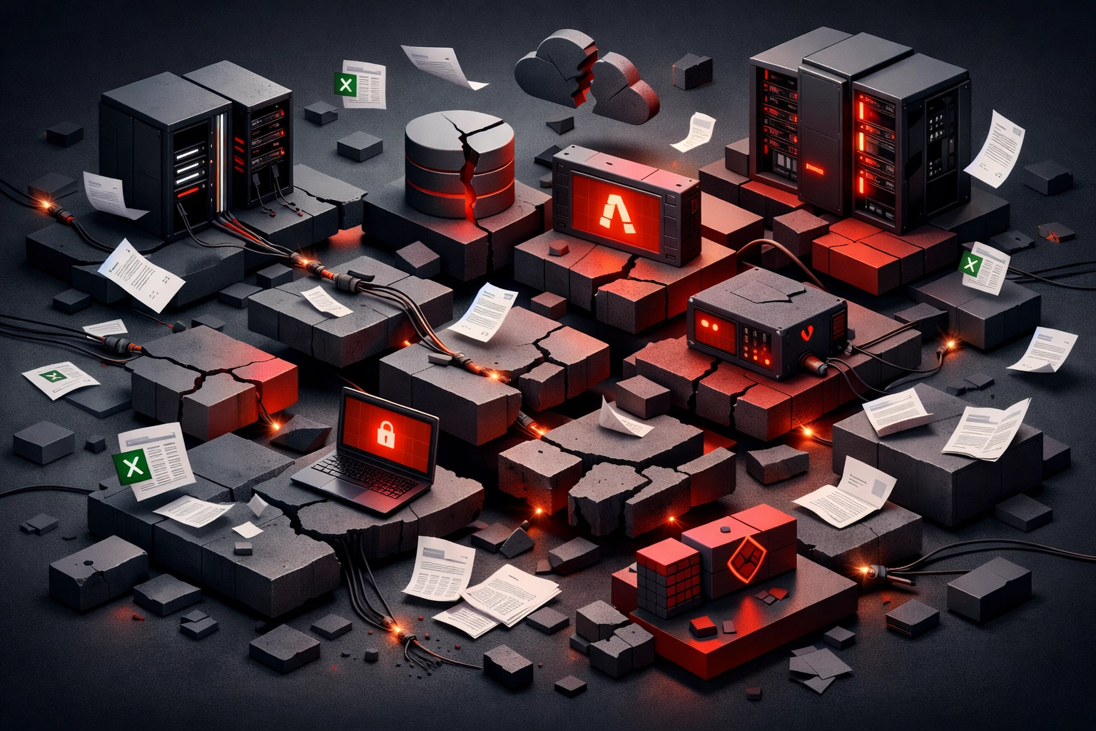 Fragmented IT infrastructure with disconnected systems before ServiceNow ITOM implementation