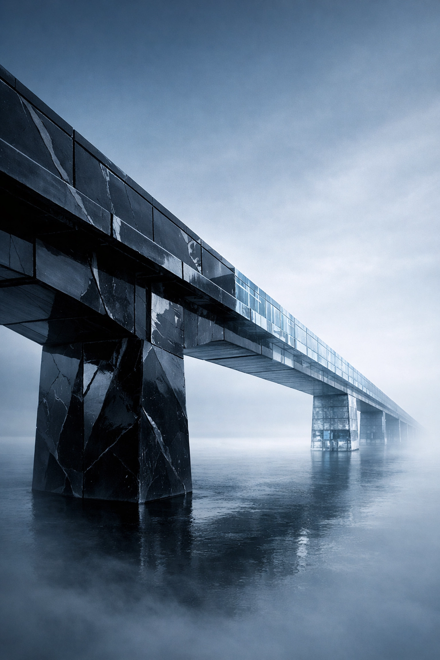 Modern bridge symbolizing the transition from social relationships to data-backed digital trust in B2B.