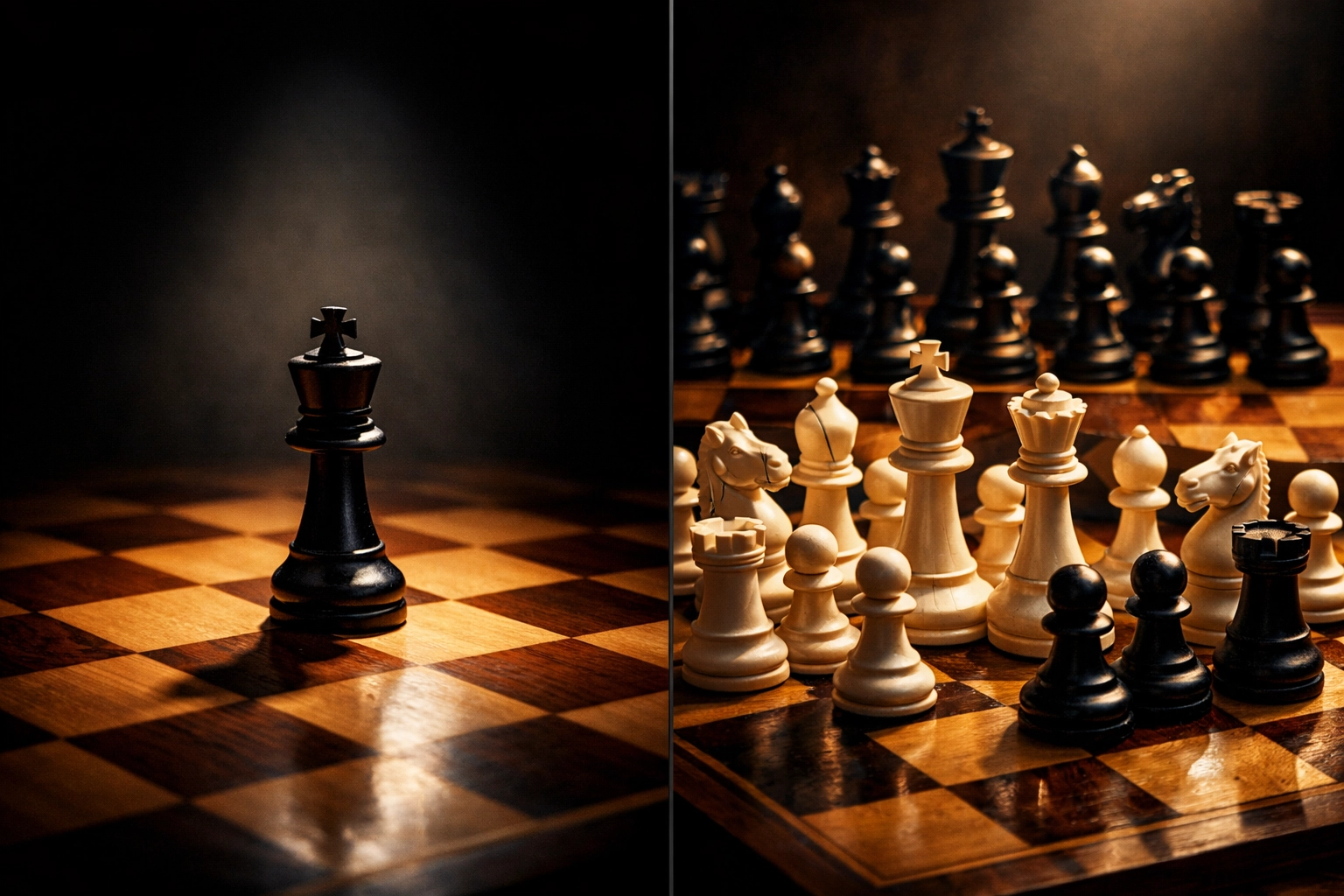 Chess pieces illustrating direct investing versus diversified fund investment strategies