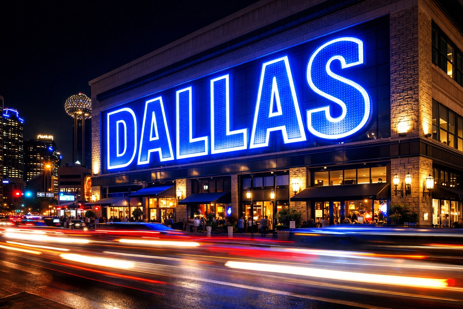 Large illuminated LED channel letter sign enhancing business visibility in Dallas-Fort Worth.