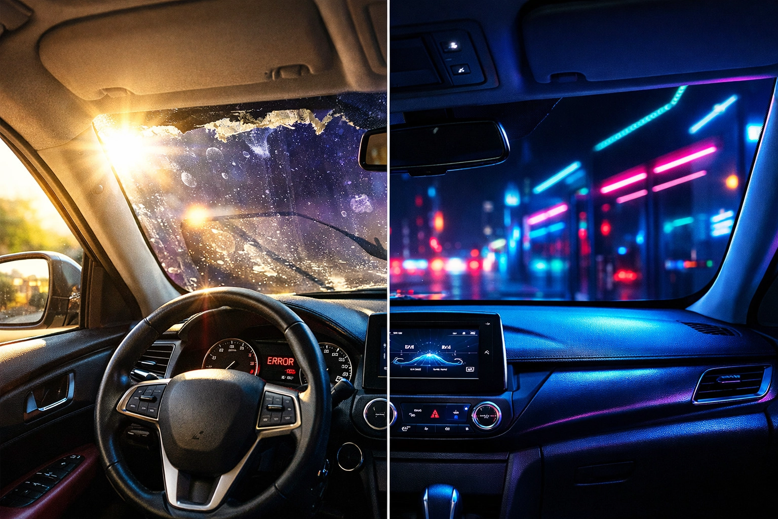 DIY window tint failure vs professional Chattanooga window tinting showing bubbles and perfect installation