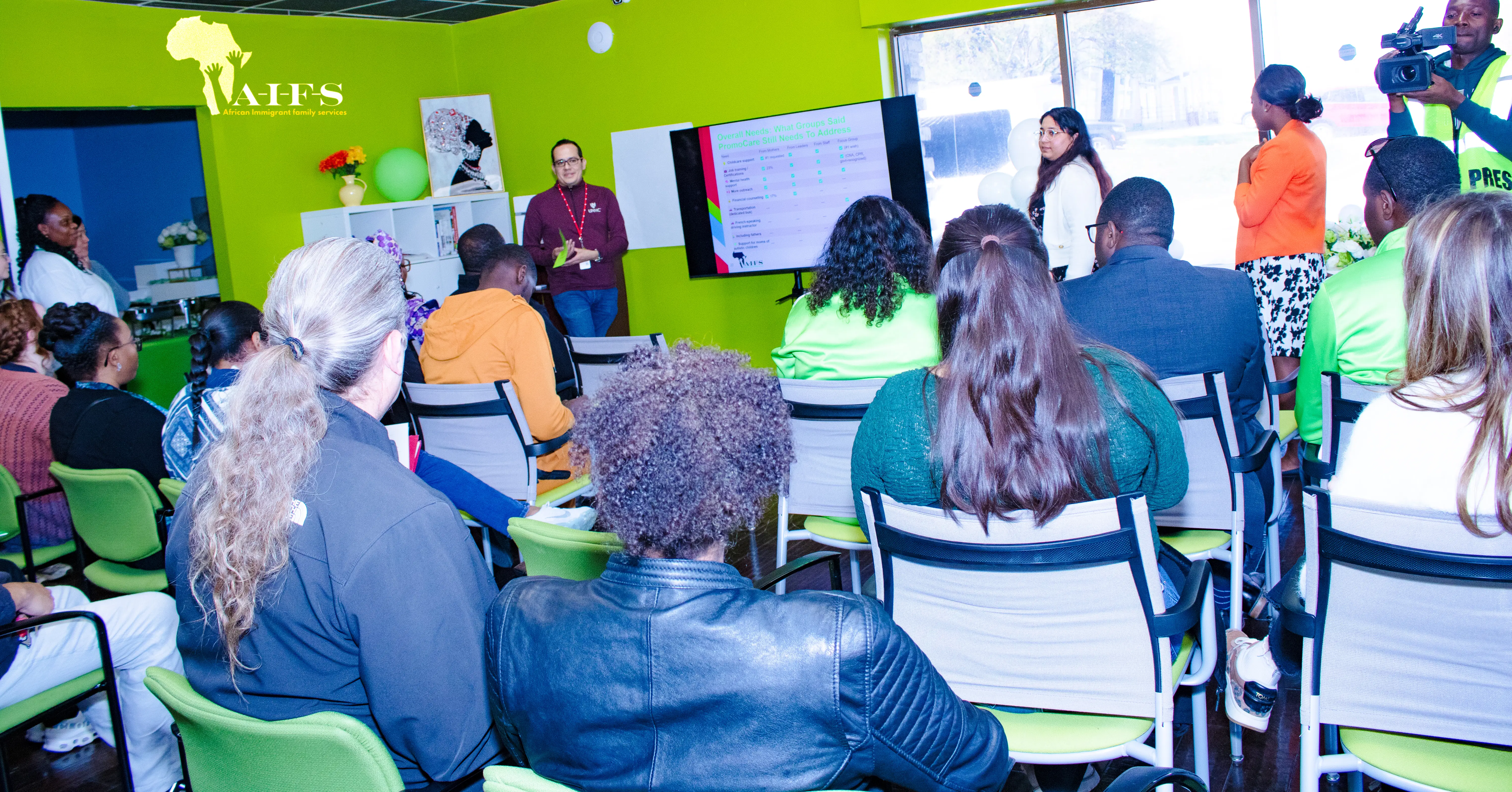 African immigrant family receiving culturally specific care at the AIFS health screening center.