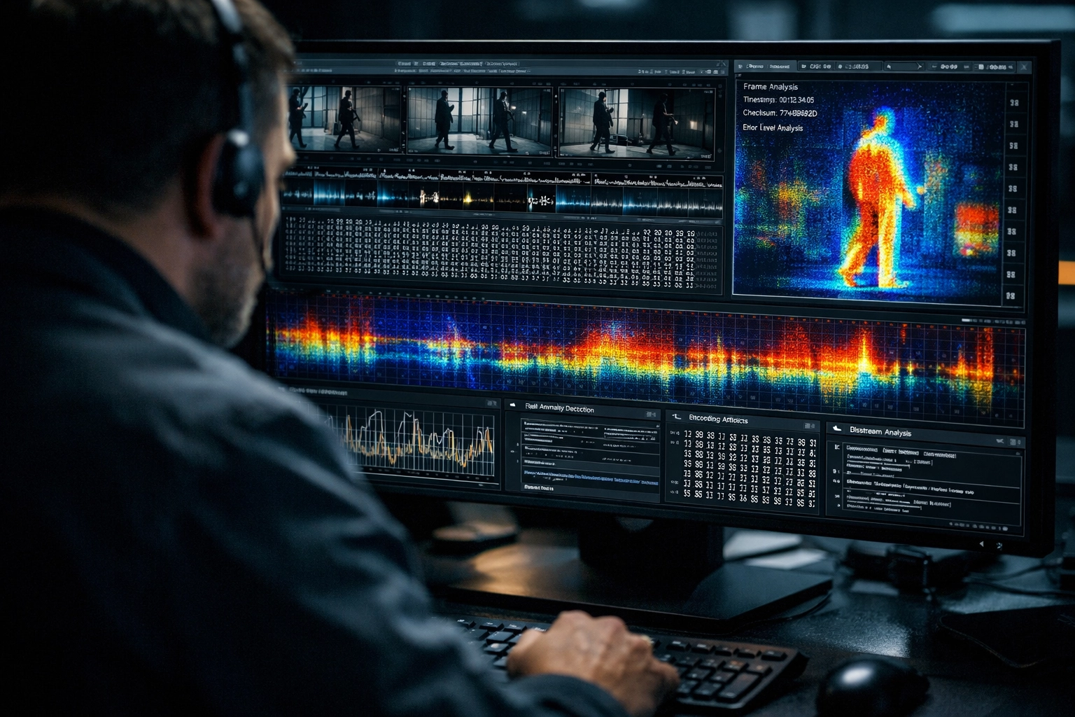 Cyber investigations expert analyzing digital evidence on a screen for deepfake detection in South Carolina.