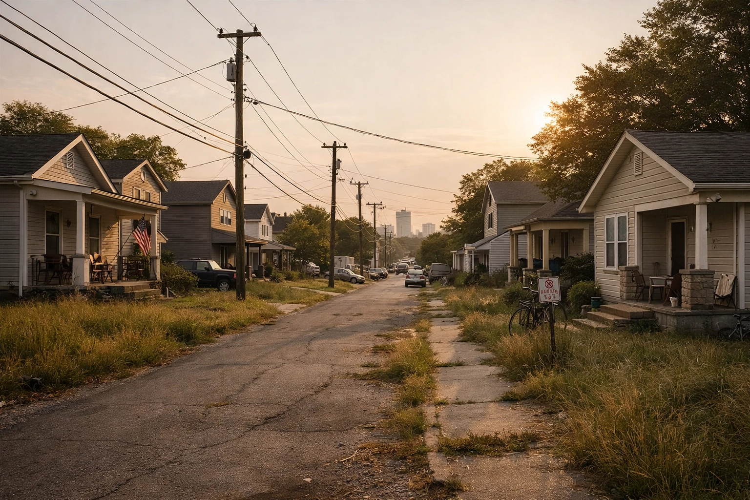 Nashville residential street with homes that can be sold despite liens or back taxes
