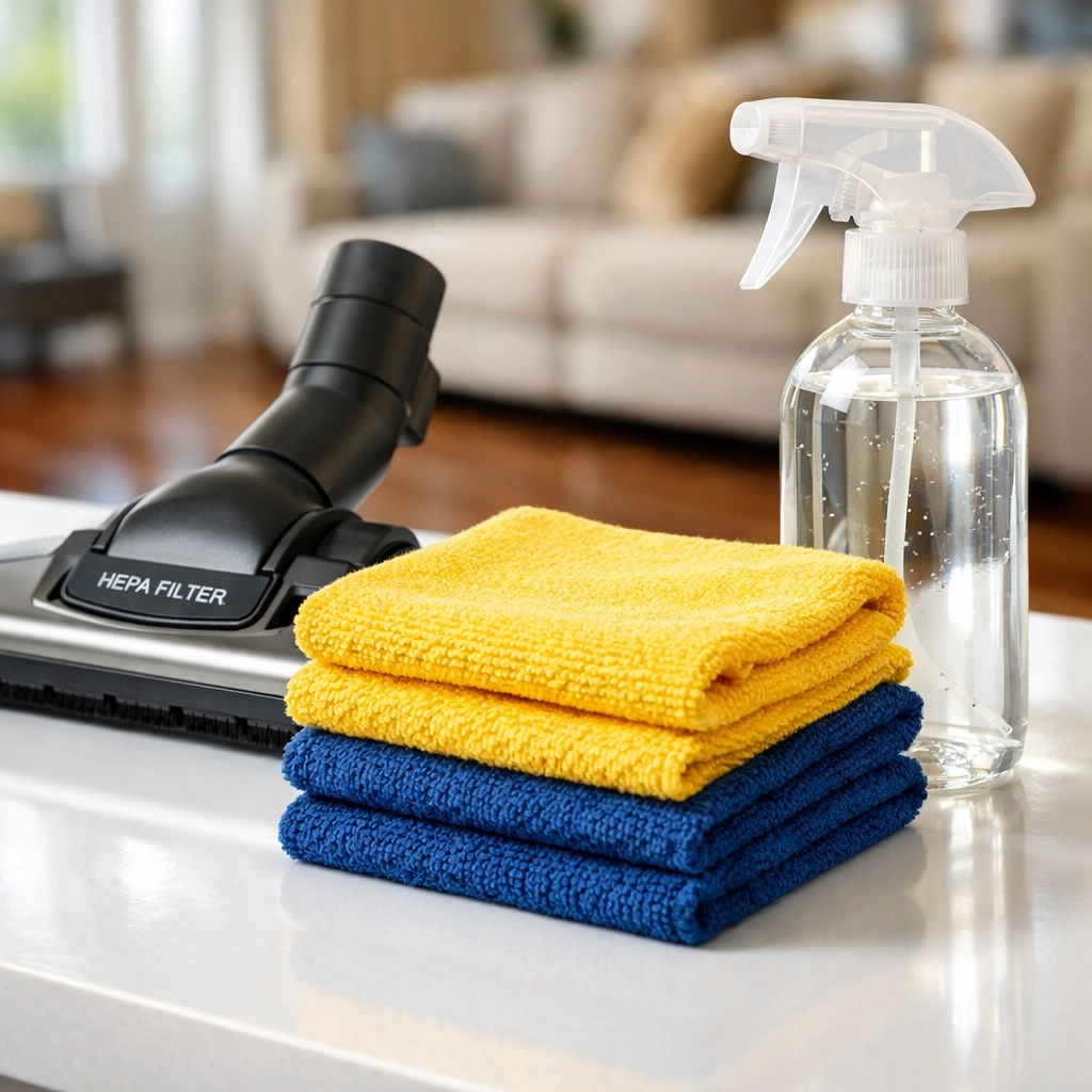 Professional cleaning tools and eco-friendly supplies provided by high-quality cleaning services near me.