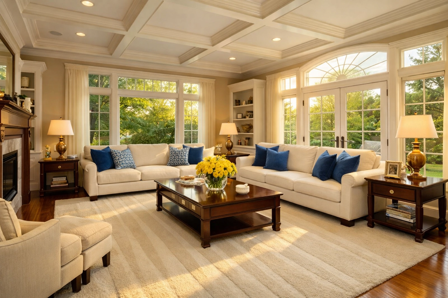 A spotless North Andover living room showcasing professional deep cleaning results and fresh floors.