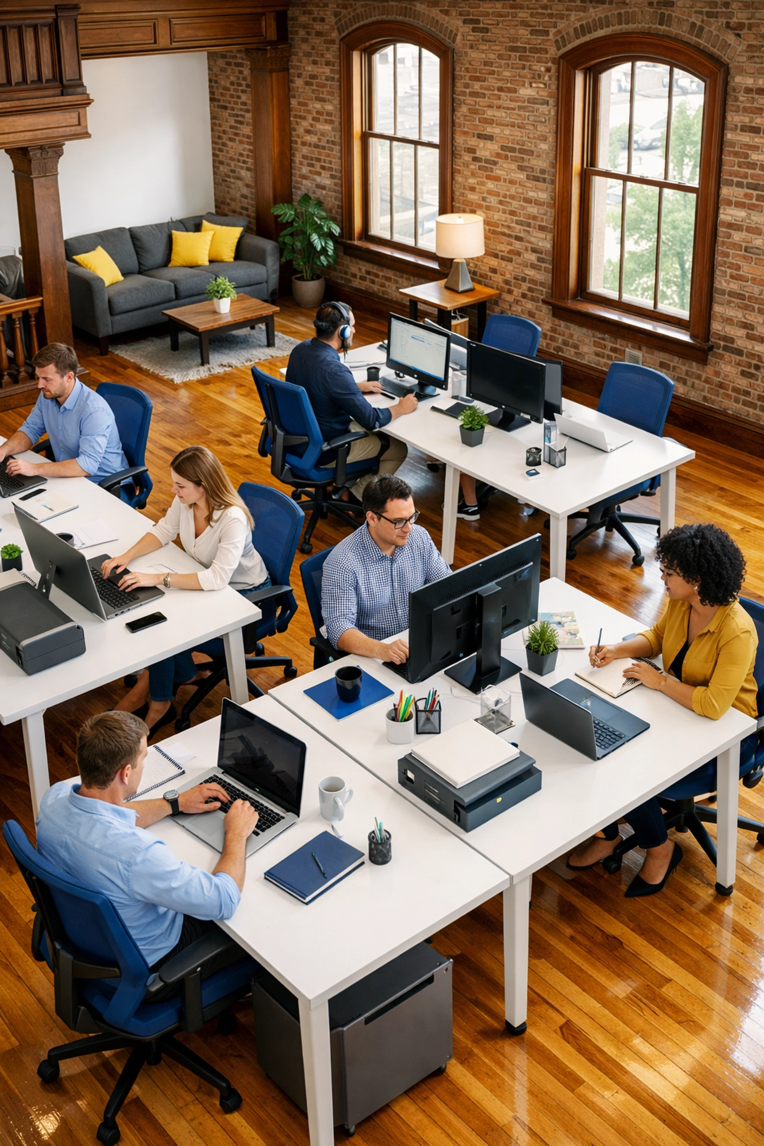 A clean and organized co-working office space in Franklin designed for high productivity and professional success.