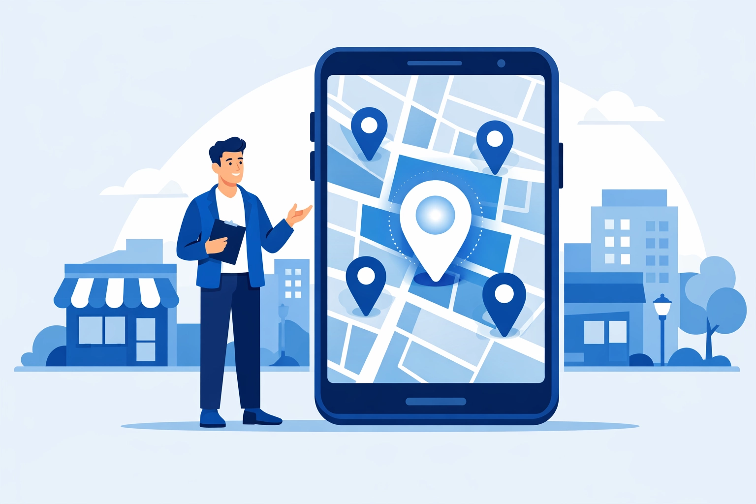 Illustration of a local business dominating the Google Map Pack for Monmouth County SEO.