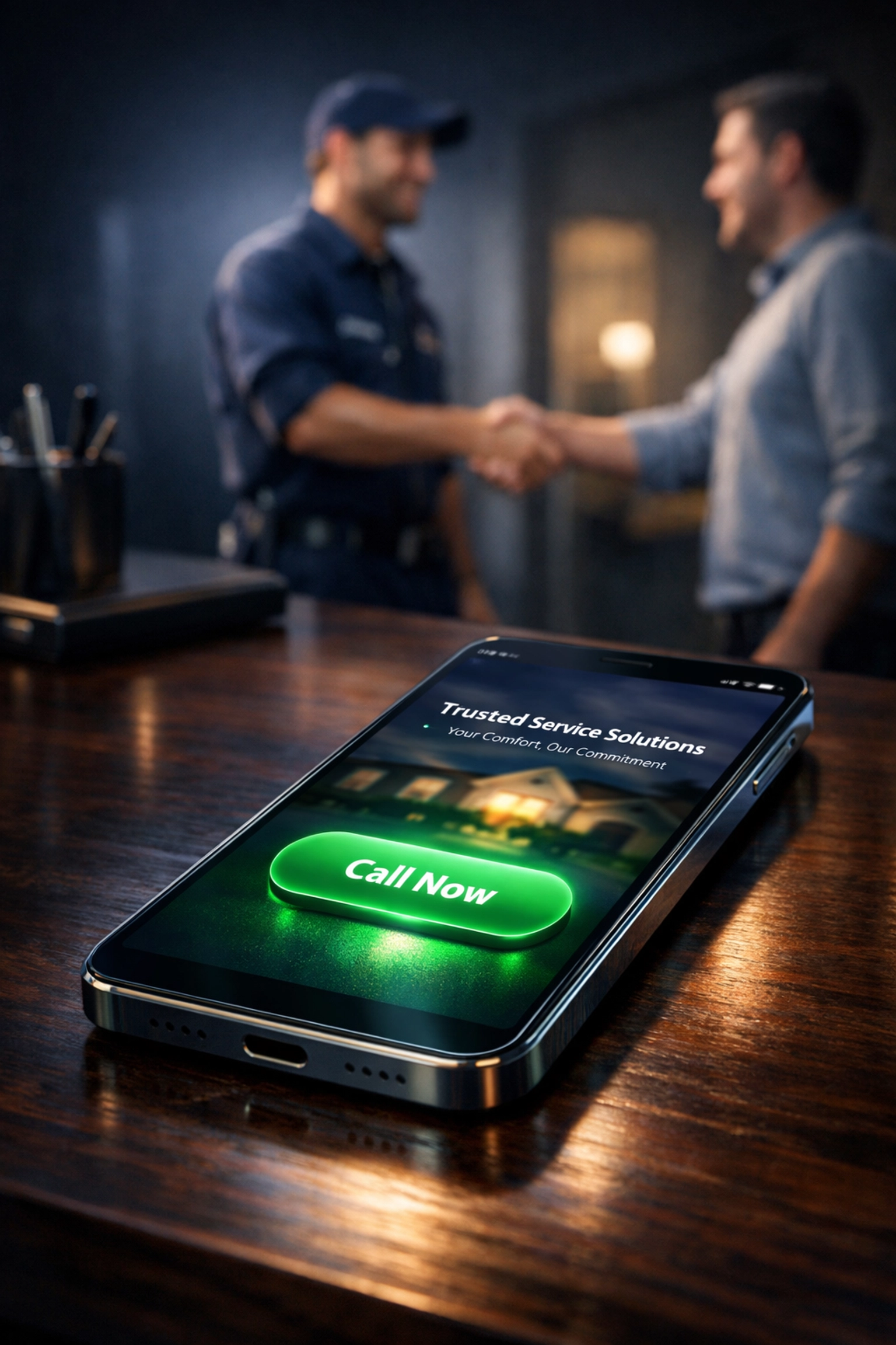 Professional mobile landing page with a prominent Call Now button for local service lead generation.