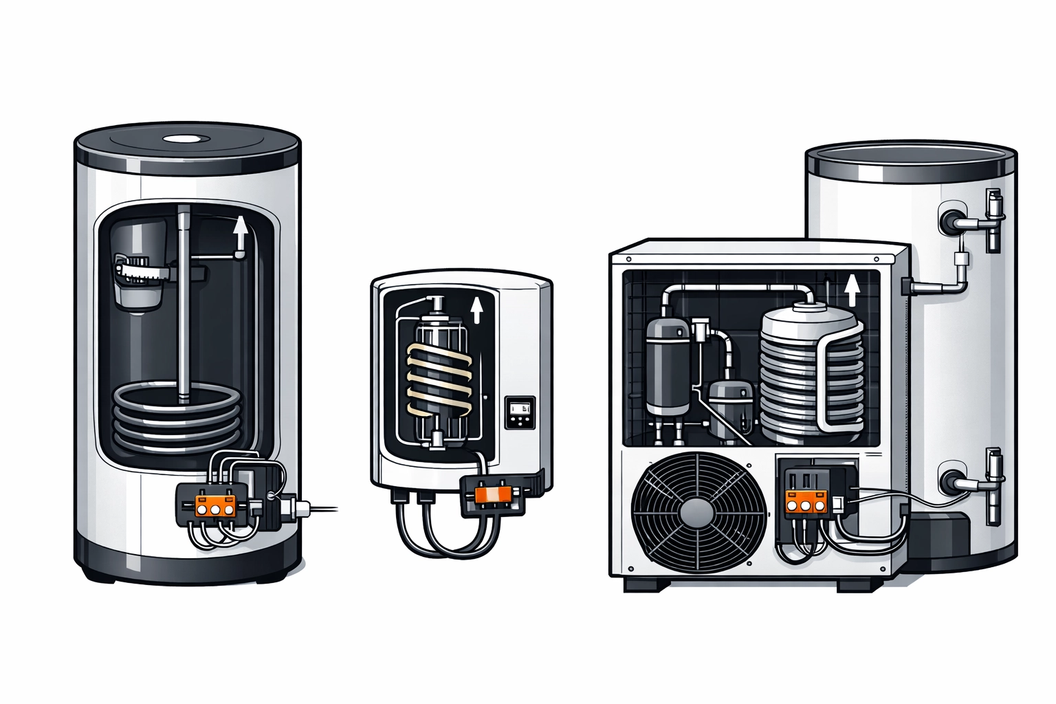 Vergleich Warmwassersysteme: Boiler, Durchlauferhitzer und Wärmepumpe