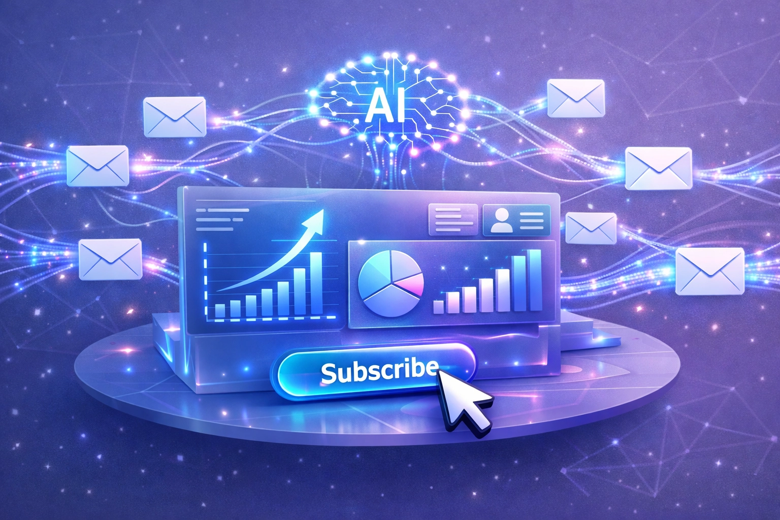 AI exit traffic dashboard showing neural network analyzing visitor behavior and optimizing email opt-in conversions